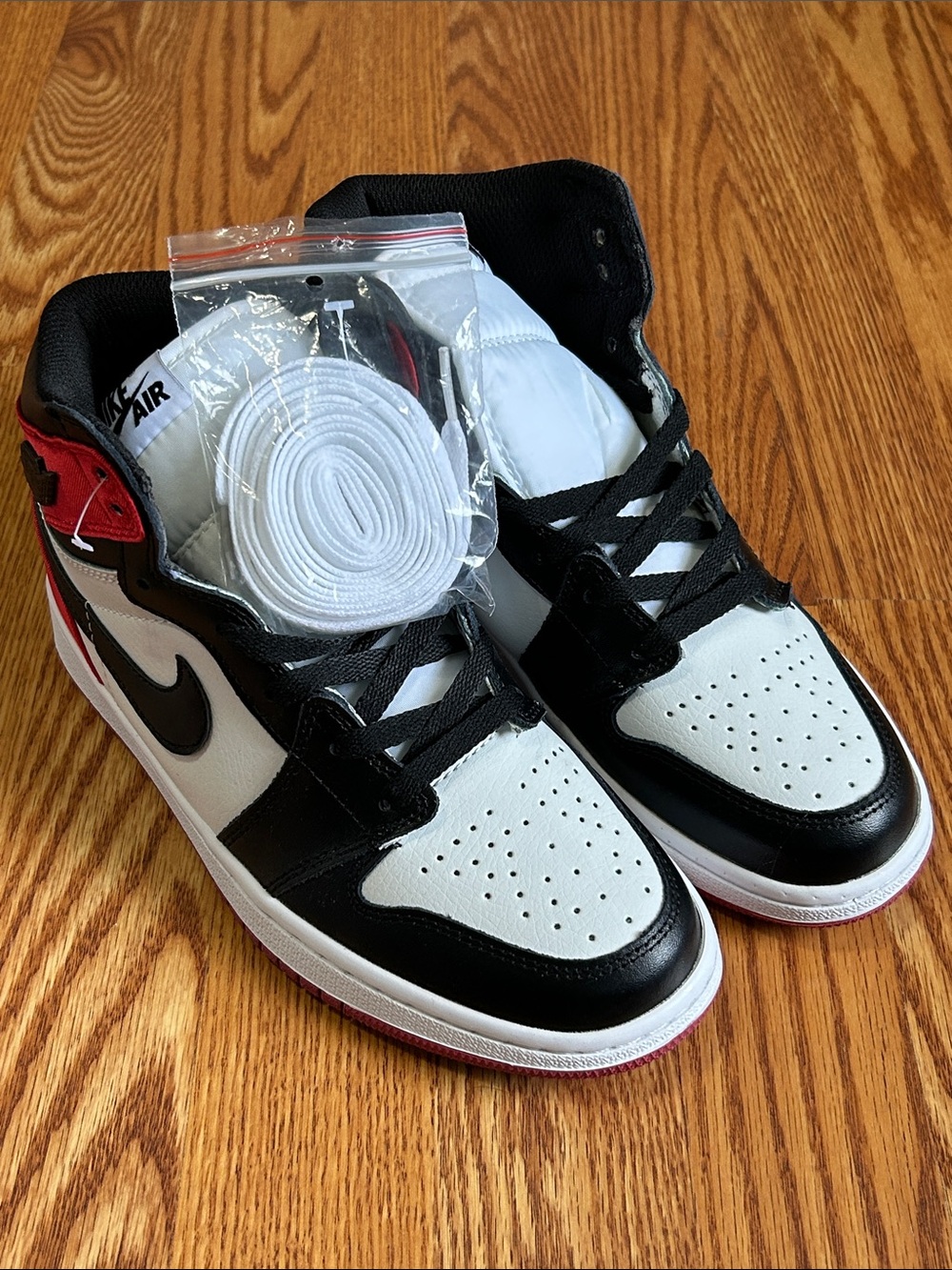 Nike High-Top Sneakers - Red, Black, White